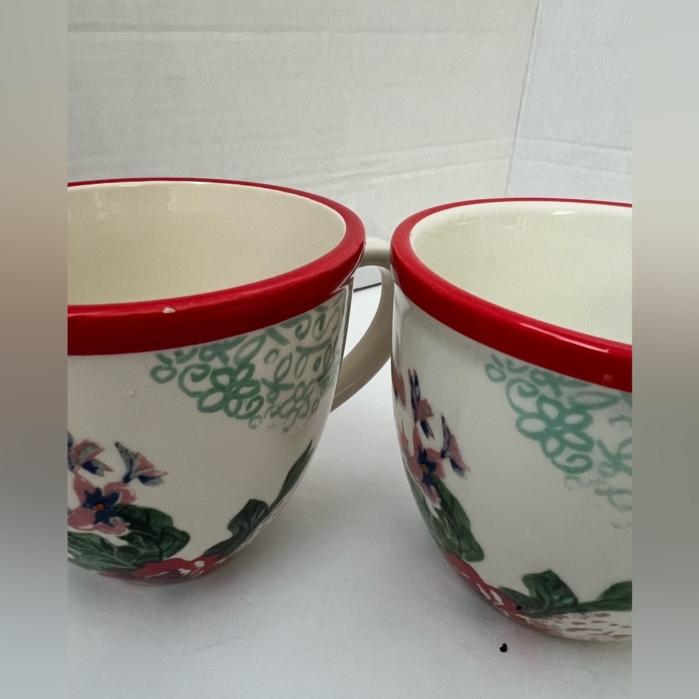 Pioneer Woman Floral Ceramic Mugs with Red Rim - Picture 5 of 5
